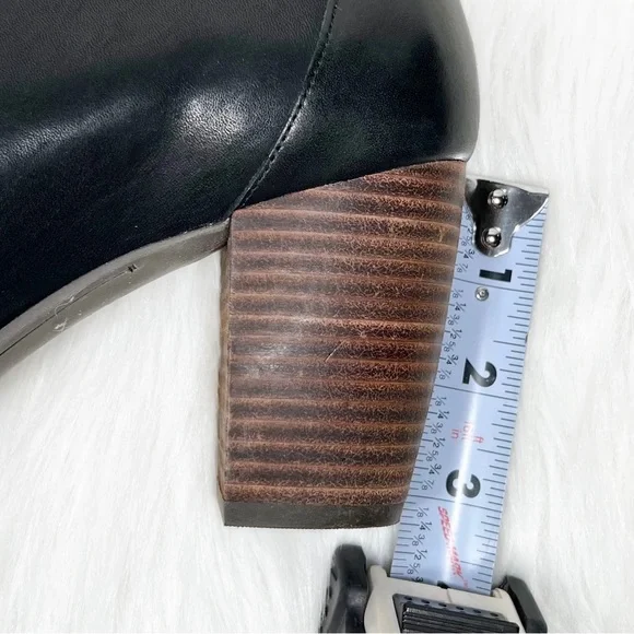 SOLD-Lucky Brand Black Leather Peep Toe Heel Shootie Ankle Boot Pumps - Picture 10 of 11